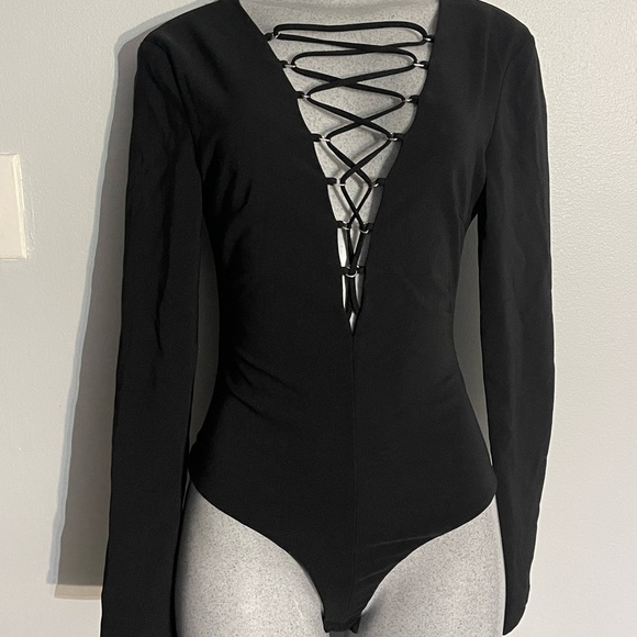 Tops - Zara Black Lace-Up Bodysuit